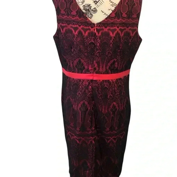 Merona Size 14 Red and Black Lace A-Line Whimsical Pin Up Dress Sleeveless - Picture 3 of 6
